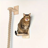 Kinghon Arbre à chat mural en bois, style moderne et classique, avec griffoir, espace de repos et jouets interactifs