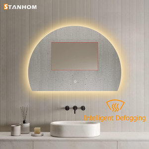 STANHOM Grand <span class=keywords><strong>miroir</strong></span> de salle de bain demi-lune décoratif avec éclairage LED - Product Image 5