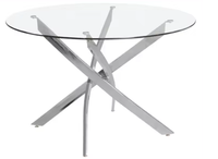 Table à manger ronde en verre transparent de 1 m Table à manger ronde de luxe Tables centrales modernes pour salle à manger