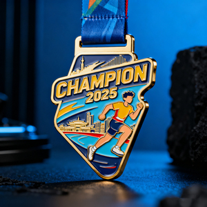 Fabricante de medallas y trofeos de recuerdo de latón, logotipo de medallas personalizado, esmalte suave, deporte, Maratón, cinta de medalla para correr - Product Image 5