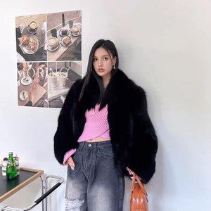 Veste d'hiver courte et réversible en vraie fourrure de renard pour femme, modèle 2025, luxueuse, décontractée, respirante, personnalisable, à simple boutonnage, style trench, toutes tailles - Product Image 6
