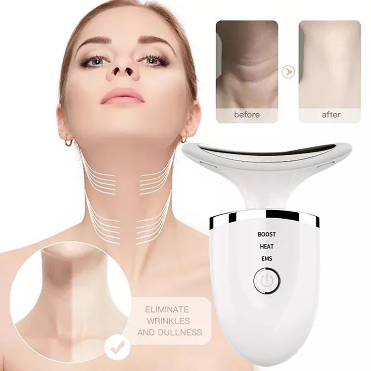 Tragbares EMS Skin Tighten Massage gerät 2-in-1 Anti-Aging-LED-Therapie für Gesichts-und Nacken lifting geräte