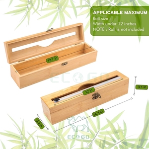 Coupe-film plastique en bambou réutilisable Tiroir de cuisine Organisateur coulissant 1 fente pour le stockage des aliments Distributeurs de papier parchemin en feuille de cire - Product Image 1