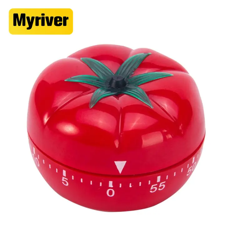 Myriver Custom Logo Wholesale Oem Tomato Shape Waterproof Cooking Loud Kitchen Digital Safe Timers Black Alarm Clock For Kitchen