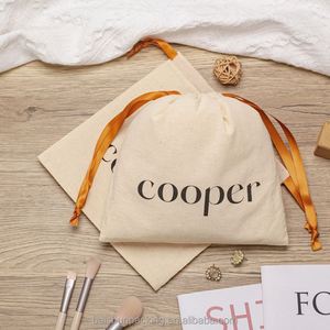 Custom Logo Design Durable Natural Cotton Drawstring <b>Dust</b> Bag for Cosmetic Toy Underwear Packing - Product Image 4