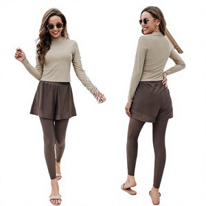 Traje de Baño Monokini de Dos Piezas para Mujer, Manga Larga, Pantalones Cortos de Baño, Transpirable, de Secado Rápido, Talla Grande, Ropa de Playa - Product Image 3