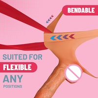 Dildos réalistes à haute élasticité, en silicone, avec sangle, pour couple lesbien.