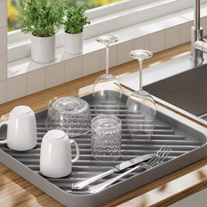 Alfombrilla de silicona de grado alimenticio para secar platos, almohadilla de filtro de agua de silicona, bandeja de almacenamiento de drenaje de silicona de alta calidad - Product Image 1