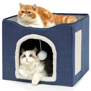 Cama para Gatos con Pelota Esponjosa y Rascador, Cueva para Gatos de Interior y Exterior, Refugio Plegable para Gatitos - Product Image 1