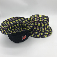 Op maat gemaakte, omkeerbare unisex bucket hats met geborduurd logo en bladmotief, bedrukt polyester/katoen, voor vissen & reizen