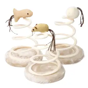 Brinquedo interativo engraçado para gatos, bola de mouse em forma de peixe, brinquedo de pelúcia antiderrapante, placa antiderrapante, brinquedo de brincar com mola em espiral, mais vendido