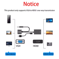Convertisseur VGA vers HDTV avec prise en charge audio, adaptateur Full HD 1080p pour PC/ordinateur portable/moniteur (alimenté par USB)