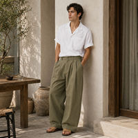 Nouveau design tendance japonaise, pantalon décontracté en lin pour homme, coupe droite ample, pantalon long pour homme, vêtements pour homme, pantalons