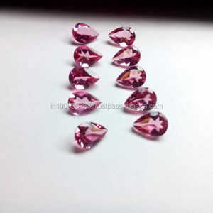 Turmalina Rosa Sintética, Corte Pera, Piedra de Vidrio, Alta Calidad, Tratada con Calor, Color Cambiante, 5x7mm, 0.68 Quilates - Product Image 1