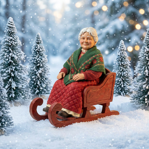 Chaise à bascule grandeur nature de grand-mère en résine, statue réaliste de femme âgée, décoration de Noël, ornement d'intérieur pour porche, en promotion - Product Image 1