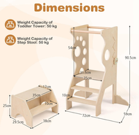 Tour d'apprentissage en bois pour tout-petits, modèle 3-en-1 Montessori, avec marchepied 2 marches et ensemble chaise-table pour cuisine et salle de bain - Meilleures ventes