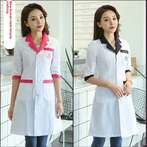 เสื้อโค้ทสีขาวกึ่งถาวรสไตล์เกาหลีสำหรับผู้หญิงชุดพยาบาลแขนสั้น & ยาวสำหรับร้านเสริมสวยฤดูร้อน - Product Image 3