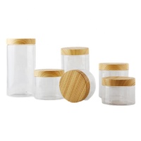 Pot de rangement rond en plastique vide haute capacité avec couvercle imitation bambou pour masque capillaire et lotion corporelle