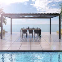 Pergola moderne en aluminium pour piscine, abri de jardin avec toit rigide et lames orientables, profilés extrudés 2024