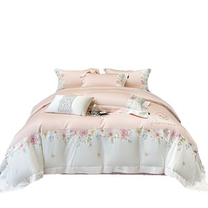 Rose Girl 100-count Satin Long-staple Cotton Four-piece <b>Bedding</b> <b>Set</b> With Embroidery For Four Seasons - Product Image 5