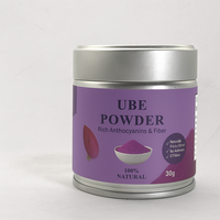 OEM Marque personnalisée Poudre de patate douce violette de haute qualité 50g Boîte de fer Poudre d'igname ube violette