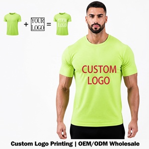 T-shirt de sport respirant personnalisé avec logo, en polyester, séchage rapide, pour la course à pied, la gym, la compression, vente en gros pour hommes - Product Image 1