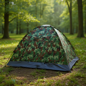 Tente Dôme 2-4 Personnes Camouflage Tissu Oxford Double Couche Trois Saisons Tente de Camping Extérieure avec Une Chambre Poteau en Fibre de Verre - Product Image 2