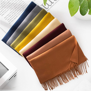 Écharpe en cachemire unie coupe-vent personnalisable avec logo, nouvelle collection automne-hiver 2025, châle coréen à franges pour <span class=keywords><strong>femme</strong></span> - Product Image 2
