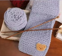 Vente en gros de fil de couverture en velours 100% polyester, couleurs mélangées, laine moelleuse, épaisse, volumineuse, fil chenille pour le tricot à la main