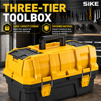 Boîte à outils portable pliable à 3 couches, étanche, verrouillable, en plastique, multi-compartiments, pour l'organisation d'outils à main, idéale pour l'atelier extérieur