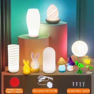 Lampe LED de nuit 3D personnalisable RGB USB Touch Dimmer Base en bois écologique pour la chambre d'enfants Table E14/E26 Options d'<span class=keywords><strong>ampoule</strong></span> - Product Image 6