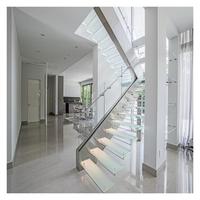 Porte-à-faux Invisible pvc, escalier flottant en verre et acier, maison moderne, en verre, Design