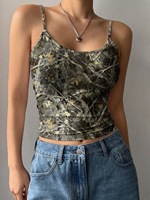Top Corto de Tirantes Finos con Estampado Sexy Estilo Y2K para Mujer, Ropa de Calle, Top Ajustado para Discoteca, Estilo Chica Sensual