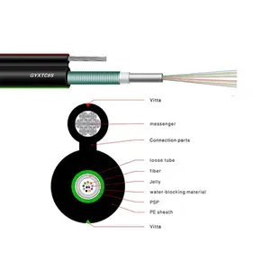 Kabel serat optik 8 figur luar ruangan mode tunggal G652d SM 6 12 24 Core GYTC8A GYXTC8S kabel serat optik 8"