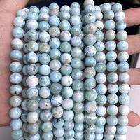 Perles de pierres semi-précieuses en larimar naturel de la République Dominicaine en gros pour la fabrication de bijoux 6mm 8mm, 19cm/38cm
