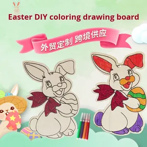 Tavola da Disegno in Legno per Bambini Fai-da-Te a Tema Pasquale, Decorazione Artistica Creativa con Coniglietti, Uova e Pulcini FH1-2 - Product Image 2