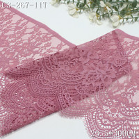 Vente chaude Français Chantilly Dentelle Saree Écologique 23cm Non-extensible Cils Violet Dentelle Garniture DIY Lingerie Accessoires De Couture