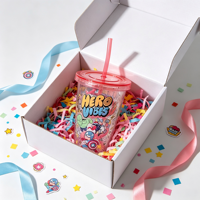 Gobelet en plastique pour enfants, super-héros de dessin animé, avec couvercle et paille, sans BPA, réutilisable, transparent, cadeau pour fête d'anniversaire