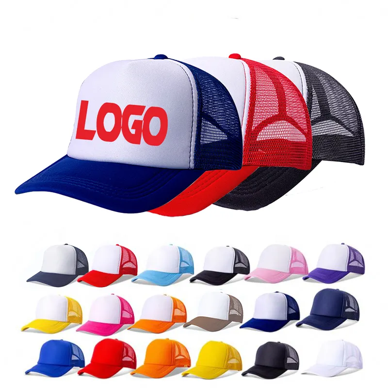 Vente en gros de casquette brodée à mailles en mousse ajustable pour jeunes avec logo personnalisé chapeau vierge à 5 panneaux à sublimation casquettes de camionneur à visière