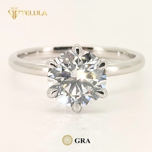 大きなサイズのモアッサナイトダイヤモンド 1ct 2ct 3ct 5ct ラウンドカット D VVS 3EX 女性用婚約指輪 モアッサナイトリング - Product Image 1