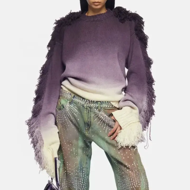 OUDINA Ropa de mujer Top de punto cepillado 2023 Otoño Invierno Nuevo diseño de moda Suéter Mujer