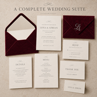 Carte d'invitation de mariage élégante et minimaliste, impression personnalisée du monogramme du couple, papeterie de mariage simple et haut de gamme sur mesure