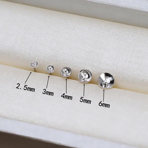 Accessoires DIY faits main, 10 paires, simples, en argent S925, boucles d'oreilles, clous en argent, perles, cire d'abeille, jade, agate, porte-perles vide, taille 3 mm - Product Image 2