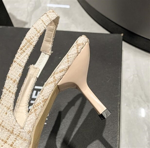 Fashion Spring and Summer White Blue New Style French Shallow Pointed Thin Heeled Sandals Close <b>Toe</b> Office Lady Shoes - Product Image 5