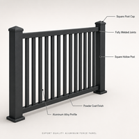 Panneau de clôture en aluminium à barres verticales pour extérieur, piscine, jardin, revêtement poudré noir, anti-rouille, clôture de sécurité