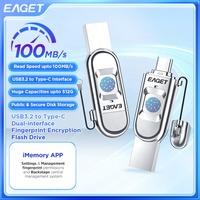 EAGET FU68-1 64GB 128GB 256GB 512GB USB3.2 Tipe-C Flashdisk Terenkripsi Sidik Jari U Disk Pendrive Flashdisk USB