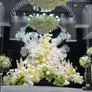 Lámparas Colgantes de Techo con Flores Artificiales de Seda Blanca, Decoración para <span class=keywords><strong>Bodas</strong></span> de Primavera y Verano, Auditorio, Mesa de Recepción - Product Image 5