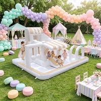 Toboggan gonflable neutre crème, blanc uni pastel, pour aire de jeux intérieure/extérieure, parc aquatique, PVC, pour anniversaire de tout-petit, fête prénatale