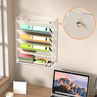 Porte-fichiers mural en acrylique à 5 niveaux, organiseur de dossiers suspendus, porte-revues, porte-littérature avec plateau plat en bas