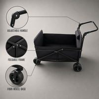Chariot utilitaire robuste pour l'extérieur avec une capacité de charge de 150 kg pour le transport d'équipement de camping, vente en gros
